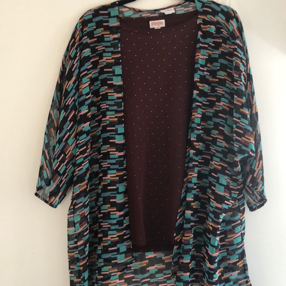 Lularoe Lindsay and matching Lularoe maroon top!